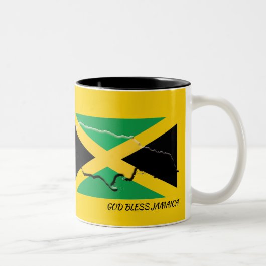 JAMAICA VLAG Schrift Gepersonaliseerd Patriottisch Tweekleurige Koffiemok (Rechts)