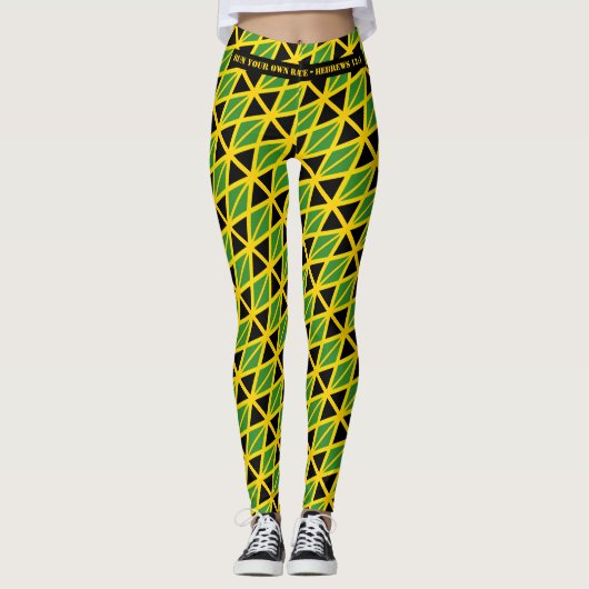 JAMAICA VLAG Schrift RUN UW RACE Gepersonaliseerd Leggings (Voorkant)