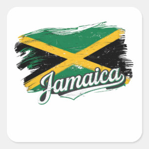 Jamaica Vlag Vakantie Vibes Rasta Rastafari Vierkante Sticker