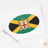 Jamaica Vlag/Wapenmunt Ovale Sticker (Envelop)