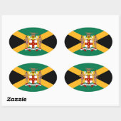Jamaica Vlag/Wapenmunt Ovale Sticker (Vel)