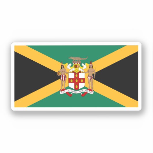 Jamaica Vlag/Wapenmunt Sticker (Voorkant)