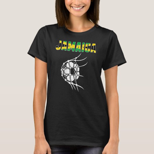 Jamaica-Voetbal op het net ondersteunt Jamaicaanse T-shirt (Voorkant)