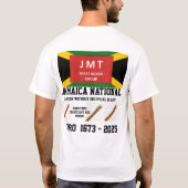 JAMAICA VOLKSHELD. Basis Donkere T-shirt (Achterkant)