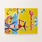 Jamaica, Vrouw aan de Donkey door de kust, grappig Legpuzzel (Horizontaal)