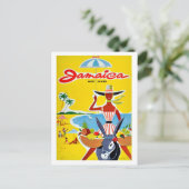 Jamaica, vrouw met paraplu, vintage-reis briefkaart (Staand voorkant)
