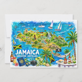 Jamaica Watercolor Reis Kaart Ansichtkaart