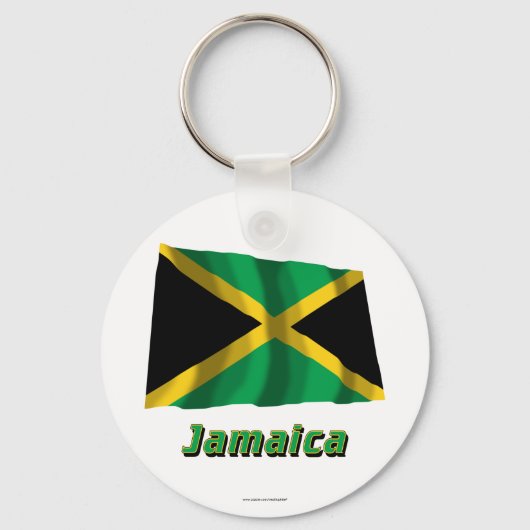 Jamaica Waving Flag met naam Sleutelhanger (Voorkant)