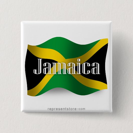 Jamaica Waving Flag Vierkante Button 5,1 Cm (Voorkant)