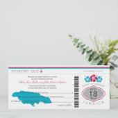 Jamaica Wedding Boarding Pass Kaart (Staand voorkant)