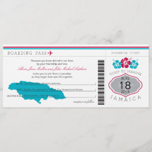 Jamaica Wedding Boarding Pass Kaart