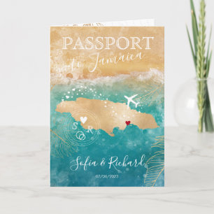 Jamaica Wedding Destination Passport Map Invitati