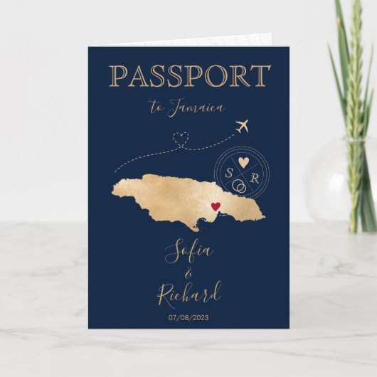 Jamaica Wedding Destination Passport Uitnodiging (Voorkant)