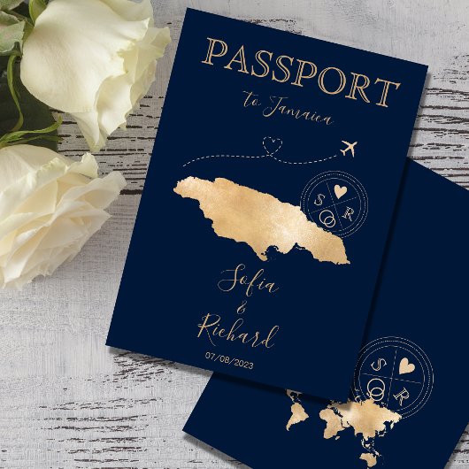 Jamaica Wedding Destination Passport Uitnodiging