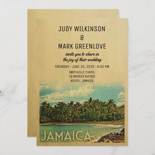 Jamaica Wedding Invitation  Middeleeuwen Kaart (Voorkant / Achterkant)