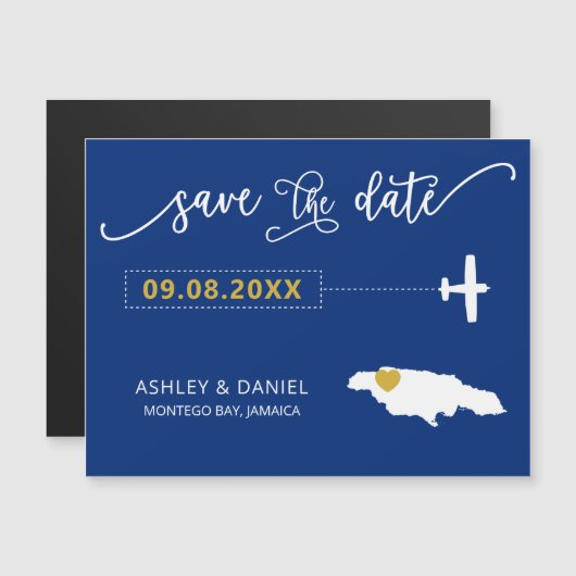 Jamaica Wedding Save the Date Card, Map Magnetische Uitnodiging (Voorkant / Achterkant)