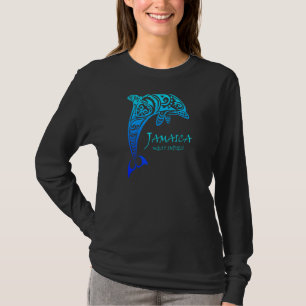 Jamaica West Indies  Retro Tribal Dolphin V T-shirt