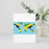 Jamaica World - Jamaicaanse vlagkaart van de werel Briefkaart (Staand voorkant)