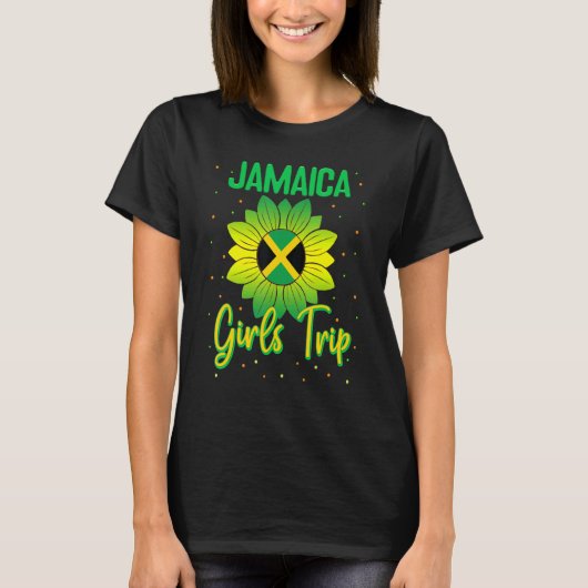 Jamaica Zonnebloem Vlag Meisjes Trip Vakantie Groe T-shirt (Voorkant)