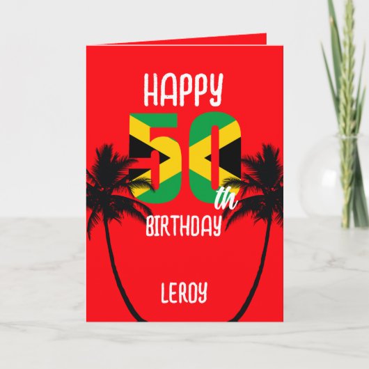 Jamaicaan blij met 50ste verjaardag kaart (Voorkant)