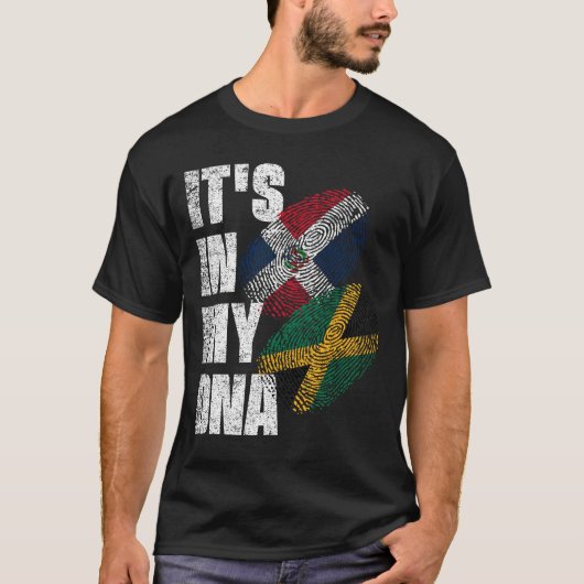 Jamaicaan en Dominicaanse Mix DNA-vlag T-shirt (Voorkant)