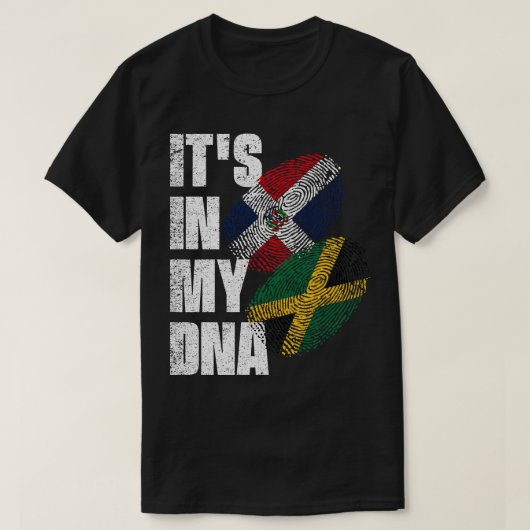 Jamaicaan en Dominicaanse Mix DNA-vlag T-shirt (Design voorkant)