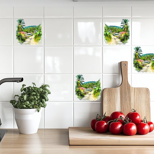 Jamaicaans dorp tegeltje