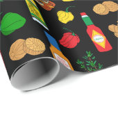 Jamaicaans eten en kruiden verjaardag cadeaupapier (Rol Hoek)