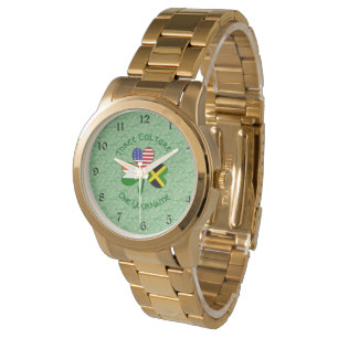 Jamaicaans Iers Amerikaanse Shamrock Vlag Persoonl Horloge