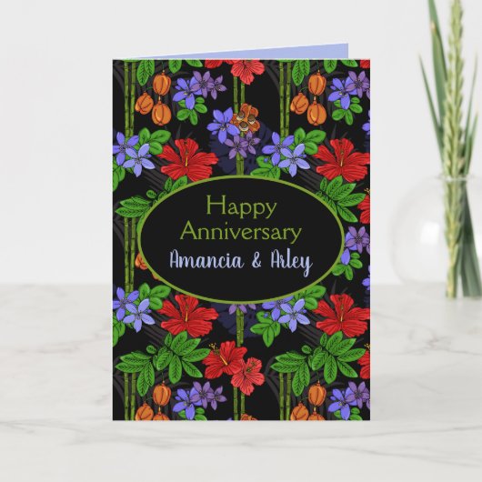 Jamaicaans Jubileum van tropische palmen en bloeme Kaart (Voorkant)