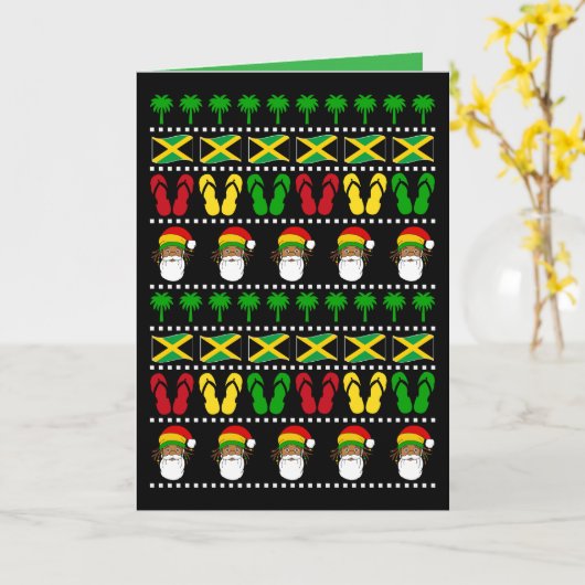 Jamaicaans lelijk kersttrui Rasta Kerstmis Kaart (Gele Bloem)