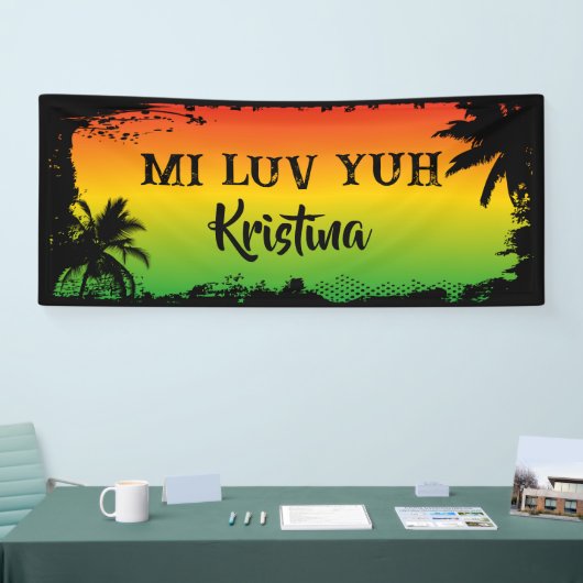 Jamaicaans Love You Bruiloft Jubileum Party Spandoek (Beurs)