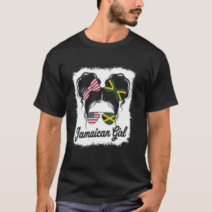 Jamaicaans meisje USA Jamaicaanse vlag erfgoed wor T-shirt