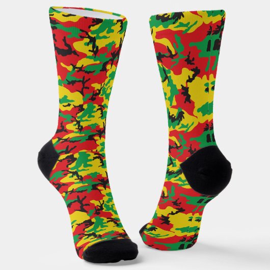 Jamaicaans Rasta Camouflagepatroon Sokken (Gebogen)