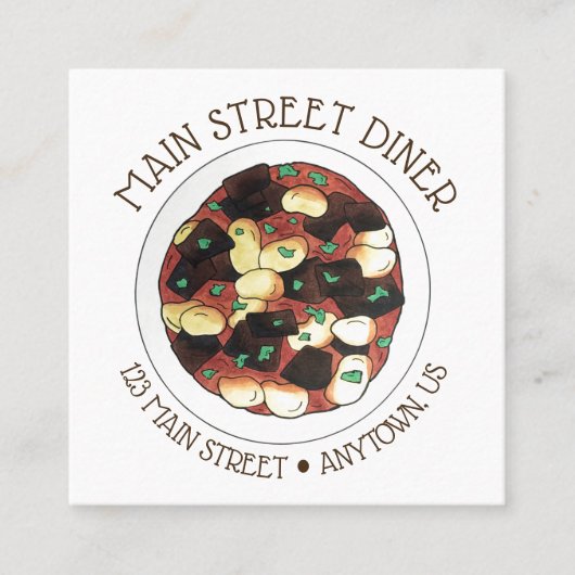 Jamaicaans restaurant Oxtail en Broad Beans Stew Vierkante Visitekaartje (Voorkant)