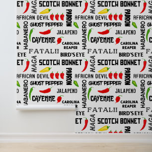 Jamaicaans restaurant Spicy Chili Pepper Pattern Behang