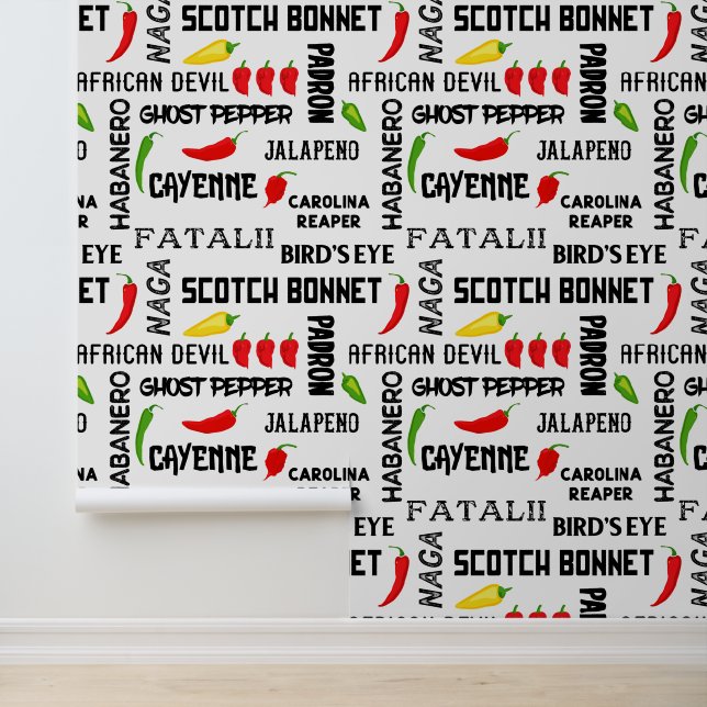 Jamaicaans restaurant Spicy Chili Pepper Pattern Behang (Applicatie)