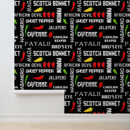 Jamaicaans restaurant Spicy Chili Pepper Pattern Behang