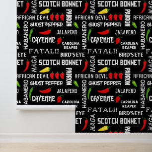Jamaicaans restaurant Spicy Chili Pepper Pattern Behang