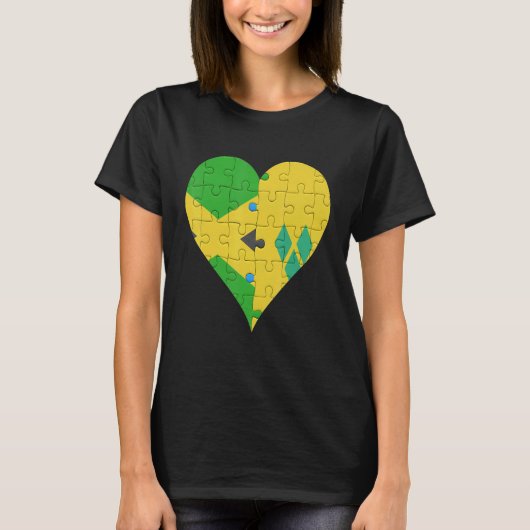Jamaicaans Sint Vincentiaans Vlag Hart T-shirt (Voorkant)