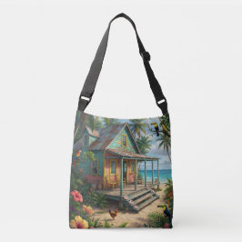 Jamaicaans strandhuisje crossbody tas