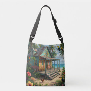 Jamaicaans strandhuisje crossbody tas
