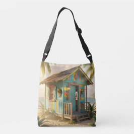Jamaicaans strandhuisje crossbody tas