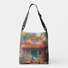 Jamaicaans strandhuisje crossbody tas