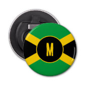 Jamaicaans vlagmonogram button flesopener (Voorkant)