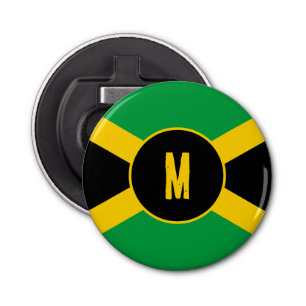 Jamaicaans vlagmonogram button flesopener