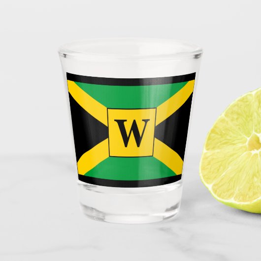 Jamaicaans vlagmonogram shot glas (Voorkant)