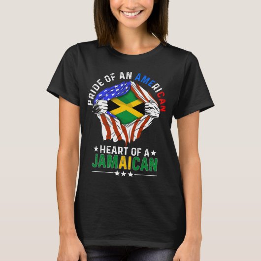 Jamaicaanse Amerikaanse buitenlandse vlag T-shirt (Voorkant)