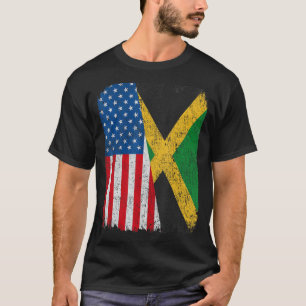 Jamaicaanse Amerikaanse vlag Half USA Jamaica Root T-shirt