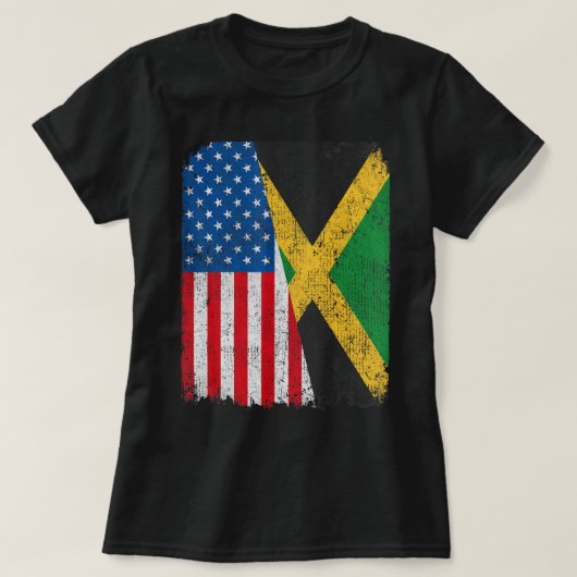 Jamaicaanse Amerikaanse vlag Half USA Jamaica Root T-shirt (Design voorkant)